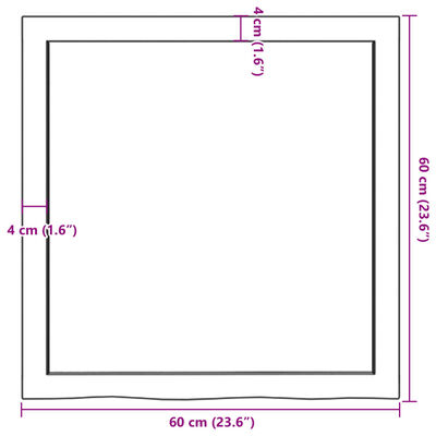 vidaXL Tischplatte Hellbraun 60x60x(2-6) cm Massivholz Eiche Behandelt