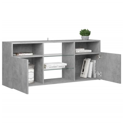 vidaXL TV-Schrank mit LED-Leuchten Betongrau 120x30x50 cm