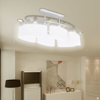 vidaXL Deckenlampe mit ellipsenförmigen Glasschirmen 4 Stk. E14