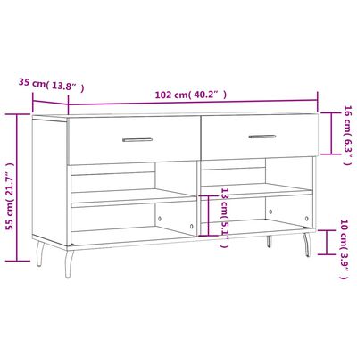 vidaXL Schuhbank Weiß 102x35x55 cm Holzwerkstoff