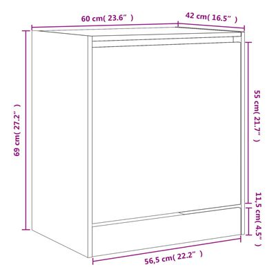 vidaXL Schuhschrank Räuchereiche 60x42x69 cm Holzwerkstoff