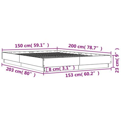 vidaXL Bettgestell Braun Eichen-Optik 150x200 cm Holzwerkstoff