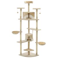 vidaXL Katzen-Kratzbaum Sisal 203 cm Beige und Weiß