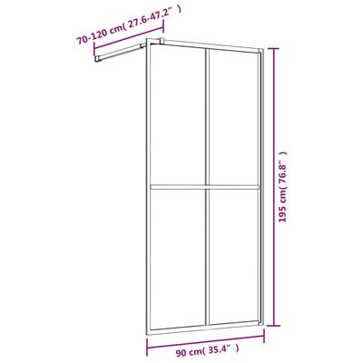 vidaXL Duschwand für Begehbare Dusche mit ESG Klarglas Golden 90x195cm