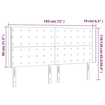 vidaXL Kopfteil mit Ohren Weiß 183x16x118/128 cm Kunstleder