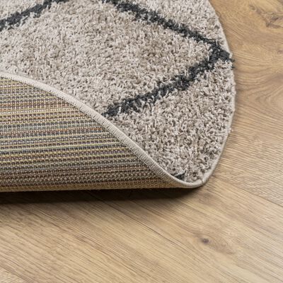 vidaXL Teppich Shaggy Hochflor Modern Beige und Anthrazit Ø 280 cm