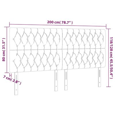 vidaXL LED Kopfteil Hellgrau 200x7x118/128 cm Samt