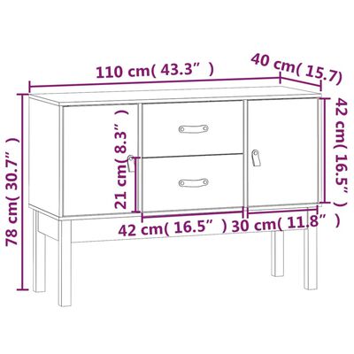 vidaXL Sideboard 110x40x78 cm Massivholz Kiefer