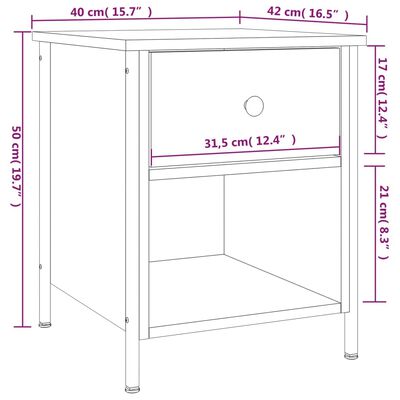 vidaXL Nachttisch Braun Eichen-Optik 40x42x50 cm Holzwerkstoff