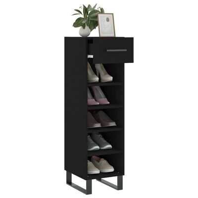 vidaXL Schuhschrank Schwarz 30x35x105 cm Holzwerkstoff