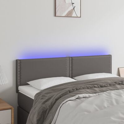 vidaXL LED Kopfteil Grau 144x5x78/88 cm Kunstleder