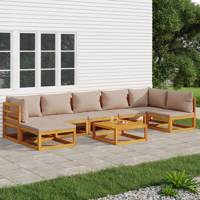 vidaXL 8-tlg. Garten-Lounge-Set mit Taupe Kissen Massivholz