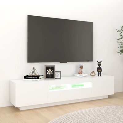 vidaXL TV-Schrank mit LED-Leuchten Weiß 180x35x40 cm