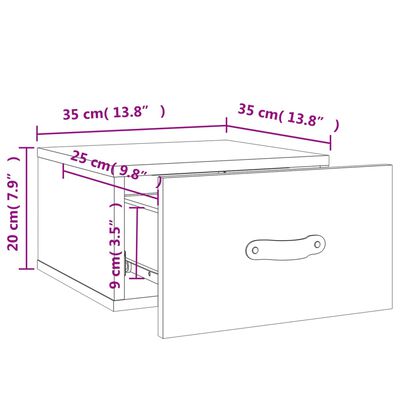 vidaXL Wand-Nachttische 2 Stk. Grau Sonoma 35x35x20 cm