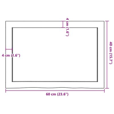 vidaXL Tischplatte 60x40x(2-4) cm Massivholz Eiche Unbehandelt