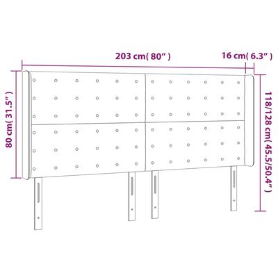 vidaXL LED Kopfteil Schwarz 203x16x118/128 cm Kunstleder