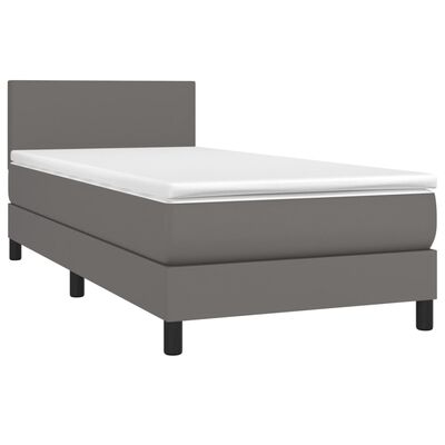 vidaXL Boxspringbett mit Matratze & LED Grau 80x200 cm Kunstleder