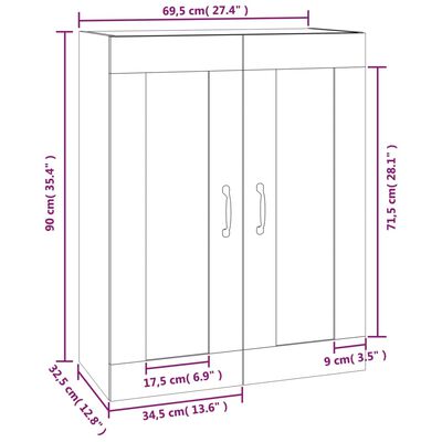 vidaXL Hängeschrank Weiß 69,5x32,5x90 cm