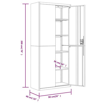 vidaXL Aktenschrank Anthrazit 90x40x200 cm Stahl