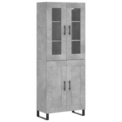 vidaXL Highboard Betongrau 69,5x34x180 cm Holzwerkstoff