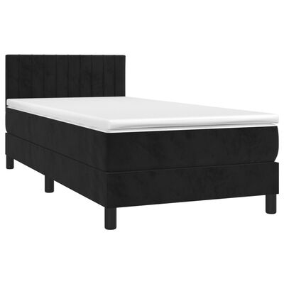 vidaXL Boxspringbett mit Matratze & LED Schwarz 90x190 cm Samt