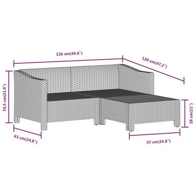 vidaXL 6-tlg. Garten-Lounge-Set mit Kissen Grau Poly Rattan