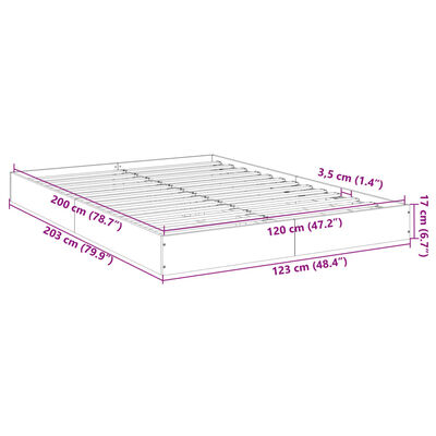 vidaXL Bettgestell ohne Matratze Räuchereiche 120x200 cm Holzwerkstoff