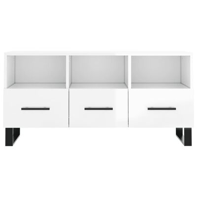 vidaXL TV-Schrank Hochglanz-Weiß 102x36x50 cm Holzwerkstoff