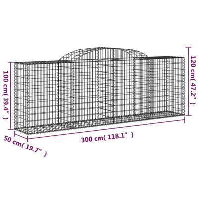 vidaXL Gabionen mit Hochbogen 9 Stk. 300x50x100/120cm Verzinktes Eisen