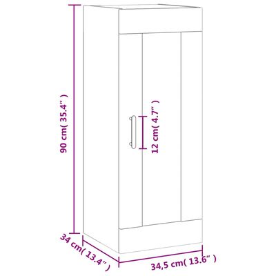 vidaXL Wandschrank Betongrau 34,5x34x90 cm