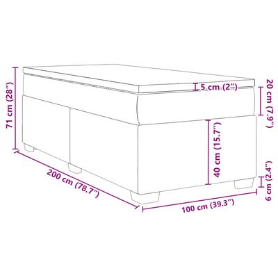 vidaXL Boxspringbett mit Matratze Dunkelgrau 100x200 cm Samt