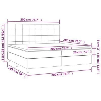 vidaXL Boxspringbett mit Matratze Schwarz 200x200 cm Samt