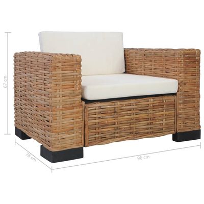 vidaXL Sessel mit Kissen Natürliches Rattan