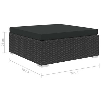 vidaXL 9-tlg. Garten-Lounge-Set mit Auflagen Poly Rattan Schwarz