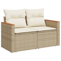 vidaXL Gartensofa mit Kissen 2-Sitzer Beige Poly Rattan