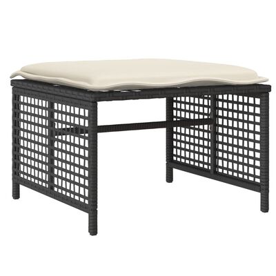 vidaXL 4-tlg. Garten-Sofagarnitur mit Kissen Schwarz Poly Rattan Glas