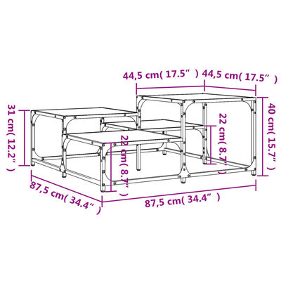 vidaXL Couchtisch Sonoma-Eiche 87,5x87,5x40 cm Holzwerkstoff