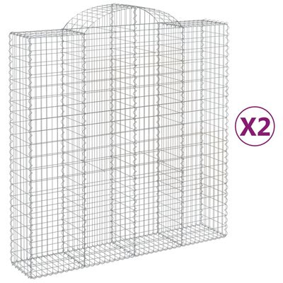 vidaXL Gabionen mit Hochbogen 2 Stk. 200x50x200/220cm Verzinktes Eisen