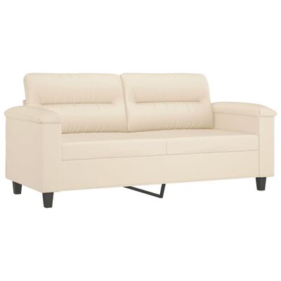 vidaXL 2-Sitzer-Sofa mit Kissen Beige 140 cm Mikrofasergewebe