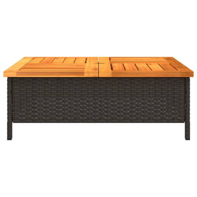 vidaXL Gartentisch Schwarz 70x70x25 cm Rattan und Akazienholz