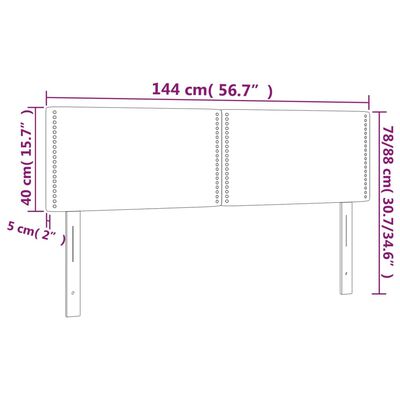 vidaXL LED Kopfteil Grau 144x5x78/88 cm Kunstleder