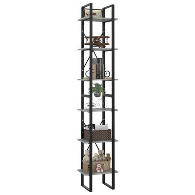 vidaXL Bücherregal 6 Fächer Betongrau 40x30x210 cm Holzwerkstoff