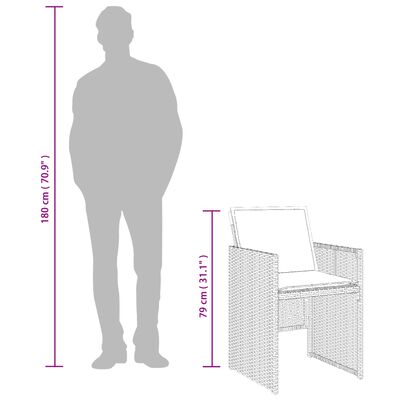 vidaXL 11-tlg. Garten-Essgruppe mit Kissen Beigemischung Poly Rattan