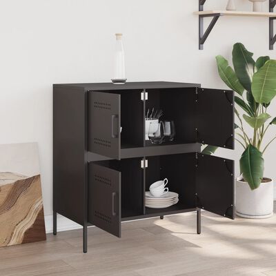 vidaXL Sideboard Schwarz 68x39x79 cm Stahl