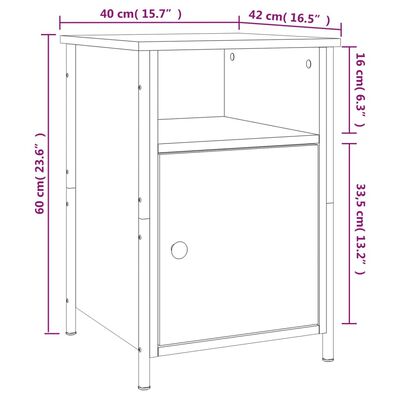 vidaXL Nachttische 2 Stk. Grau Sonoma 40x42x60 cm Holzwerkstoff