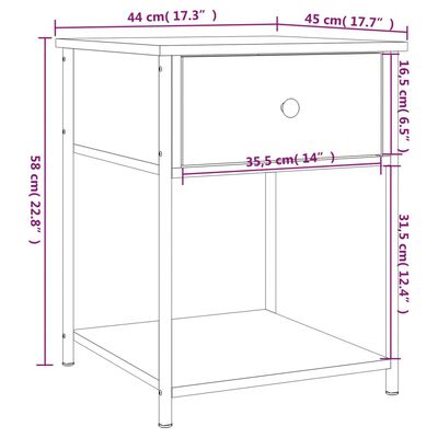 vidaXL Nachttische 2 Stk. Grau Sonoma 44x45x58 cm Holzwerkstoff