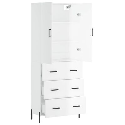 vidaXL Highboard Hochglanz-Weiß 69,5x34x180 cm Holzwerkstoff