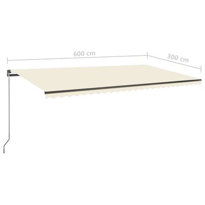 vidaXL Automatische Markise mit LED & Windsensor 600x300 cm Creme