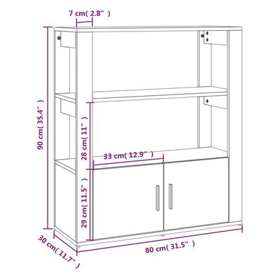 vidaXL Sideboard Sonoma-Eiche 80x30x90 cm Holzwerkstoff