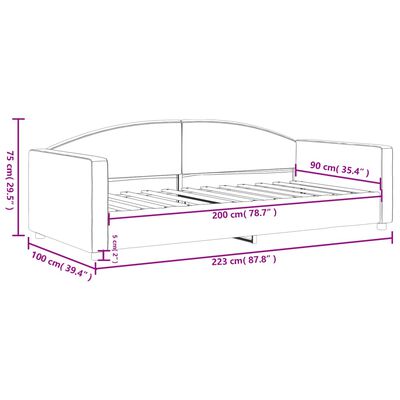 vidaXL Tagesbett Hellgrau 90x200 cm Stoff